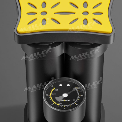 Bơm Chân Mini Di Động FP-9809E cho Xe máy/ xe đạp/ xe ô tô, ống đôi, 170 psi, vỏ nhựa ABS, lõi bơm nhôm, van đa năng 2 lỗ đa dụng - Mai Lee