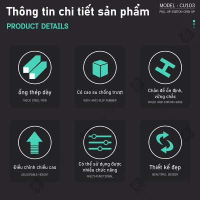 BG Bộ xà đơn, xà kép CU103 đa năng cao cấp đa năng, dụng cụ tập thể dục phòng gym (hàng nhập khẩu)