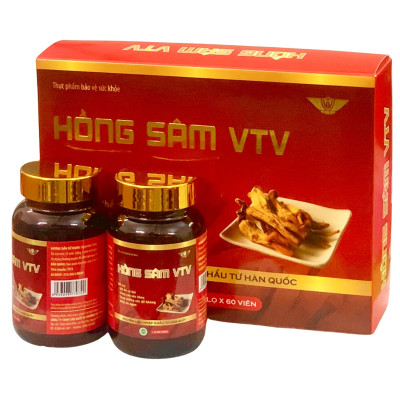 ￼Viên Hồng sâm VTV  Kingphar Hộp 2 lọ x 60 viên -Bồi bổ cơ thể, nâng cao sức khỏe, giúp ăn ngon, nâng cao sức đề kháng