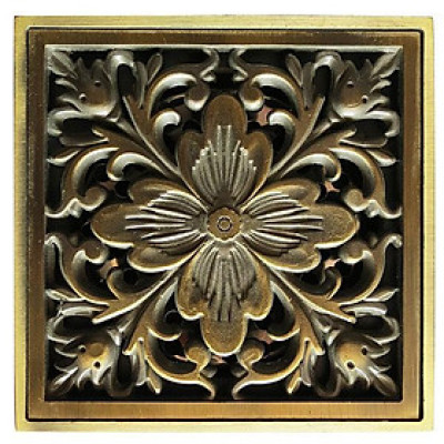 Hố ga thoát sàn Đồng hoa văn 10x10cm Eurolife EL-HG10 (Vàng Đồng)