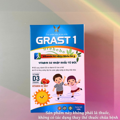 [TPBVSK] Grast 1 Bổ Sung Vitamin K2+D3 Hỗ Trợ Tăng Cường Hấp Thu Canxi Cho Bé