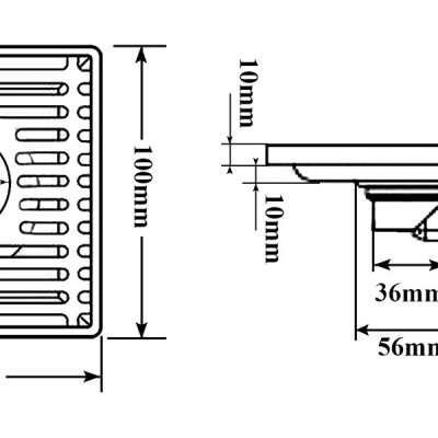 Phễu thu sàn, thoát sàn chống hôi có đường thoát cho máy giặt Inox SUS 304 10X10cm Eurolife EL-HG05