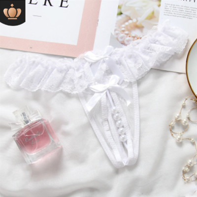  Quần lót nữ xẻ đáy đính hạt ngọc trai - Màu trắng