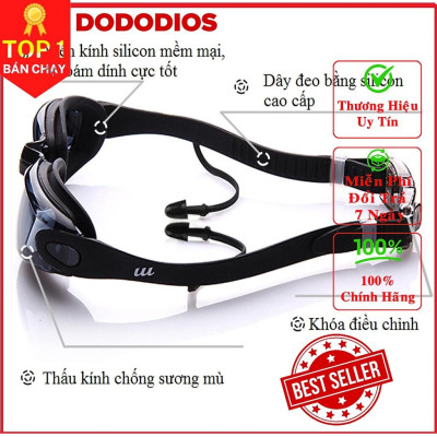 Kính bơi người lớn tráng gương tặng bịt tai kẹp mũi cho nam nữ, cho bé trẻ em - chính hãng dododios