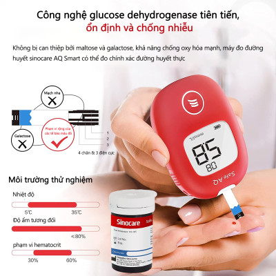 Combo hộp 50 que thử đường huyết và 50 kim lấy máu cho máy đo đường huyết Sinocare Safe AQ