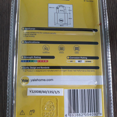 KHÓA BẤM YALE Y120DB/60/135/1/5