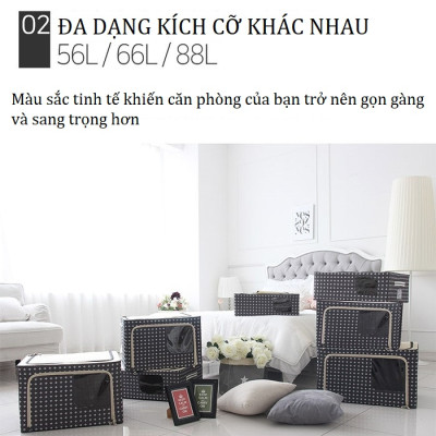 COMBO 2 TÚI ĐỰNG QUẦN ÁO KHUNG THÉP 66L-LIVING BOX 66L - Giao mẫu ngẫu nhiên