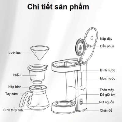 Máy pha cà phê, pha trà tự động Drip thương hiệu Mỹ cao cấp HiBREW H12 - Công suất 700W - Hàng nhập khẩu