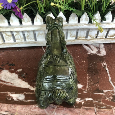 Tượng Long Quy ( Rùa đầu Rồng ) phong thủy đá ngọc Ấn Độ - Dài 15 cm