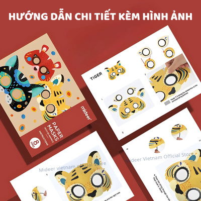 Đồ chơi DIY cho bé gái mặt nạ hóa trang động vật Mideer 3D Animal Paper Masks