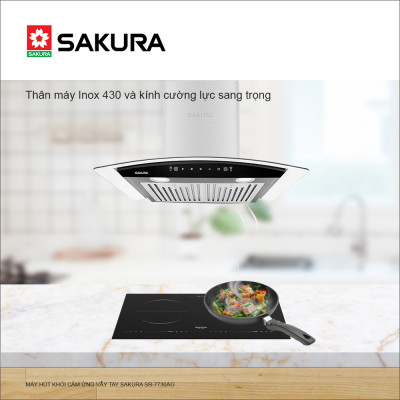 Máy Hút Khói SAKURA Áp Tường, Cảm Ứng Vẫy Tay SR-7730AG - Hàng Chính Hãng