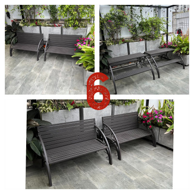 Ghế sân vườn thông minh Tundo 1m2 mở thành bàn ghế đôi khung thép nhiều KT lựa chọn 1m2 1m5 2m