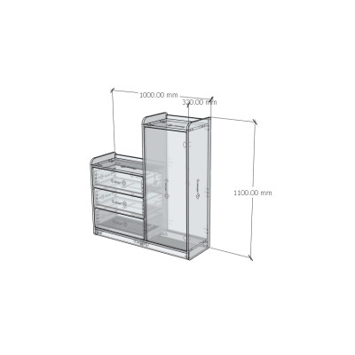 [Happy Home Furniture] KID, Tủ lưu trữ - 3 ngăn kéo cho trẻ em, 100cm x 32cm x 110cm ( DxRxC), THK_166