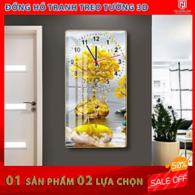 Bộ Decor Tranh Đồng Hồ THN Treo Tường Họa Tiết Đẹp Mắt Bề Mặt Tráng Gương Cao Cấp Tặng Đinh Treo Tường