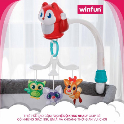 Đồ chơi treo nôi cũi, xe đẩy - 3 trong 1 tự động xoay và phát nhạc ru ngủ cho bé từ 0 tháng tuổi Winfun 720015