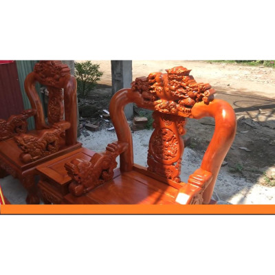 Bộ Bàn Ghế Tam Sư Nghê Ba Đầu Gỗ Hương Đá