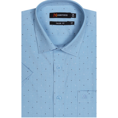 Áo sơ mi nam tay ngắn form suông vạt ngang Khatoco A1MN468T2-CNIN535-2606-N