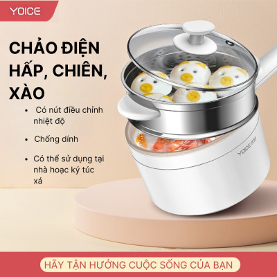 Nồi lẩu điện mini YOICE đa năng công suất 500W, 2 lớp chống bỏng bảo vệ đôi tay của bạn - YDZG1002 - HÀNG CHÍNH HÃNG