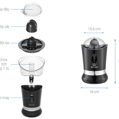 Máy vắt cam Sharp 85W EJ-J850-BK, Màu đen - Vòi chống nhỏ giọt - Hàng chính hãng