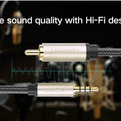 Ugreen UG20733AV132TK 2M chỉ dùng cho tv xiaomi màu Xám Cáp âm thanh bông sen Coaxial sang 3.5mm dương cao cấp - HÀNG CHÍNH HÃNG