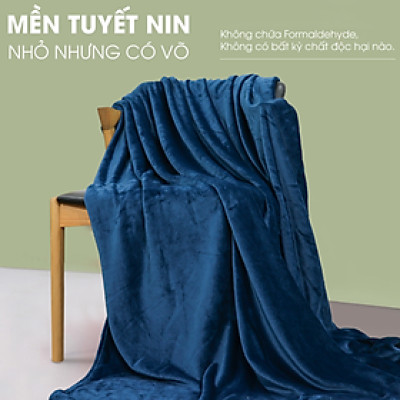 Mền tuyết NIN - Dark Bule (2 size) 1m3x2m, 1m6x2m 100% Microfiber, chăn hè cao cấp, chăn lông tuyết nhung kiểu dáng Hàn Quốc