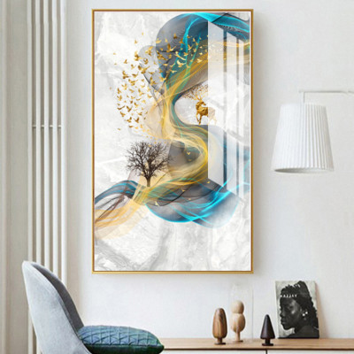 Tranh treo tường phòng khách, phòng ngủ -Tranh treo 1 tấm dọc M26408/ Gỗ MDF cao cấp phủ kim sa/ Chống ẩm mốc, mối mọt/Bo viền góc tròn