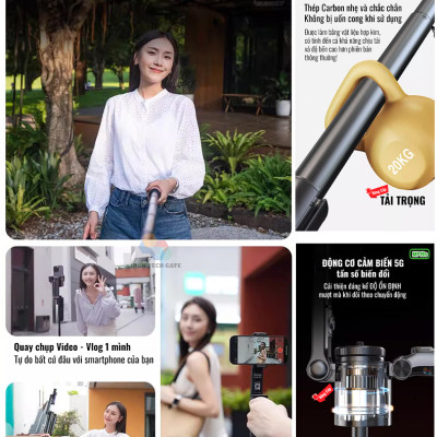 Gậy quay video MP19s thông minh,chụp ảnh, livestream, kim loại bền bỉ, gimbal 360 dõi theo, nâng cấp, hàng chính hãng