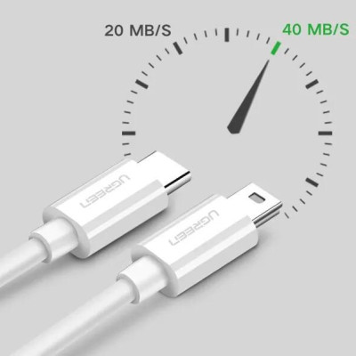 Ugreen UG40418US142TK 1.5M màu trắng Dây USB Type-C sang mini USB - HÀNG CHÍNH HÃNG