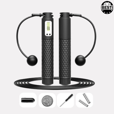 Dây Nhảy Thể Thao Lõi Thép Cao Cấp Besti Tự Động Đếm Số, Tích Hợp Đo Calo, Quãng Đường, Độ Dài Dây Tùy Chỉnh - Kèm Bóng Xoay Và Tạ Điều Chỉnh Khối Lượng - Hàng Chính Hãng