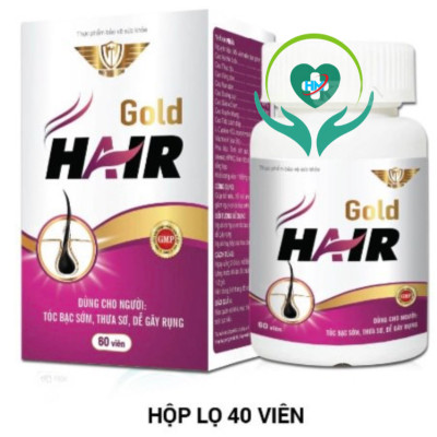 Viên uống dưỡng tóc Gold Hair Vinh Thịnh Vượng VV, hộp 40v, phục hồi, hạn chế gãy rụng tóc