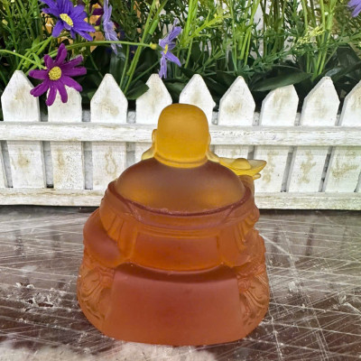 Tượng di lặc ngồi đá lưu ly - Cao 10 cm