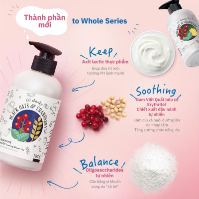 Dung Dịch Vệ Sinh Phụ Nữ CC Daily Feminine Wash Soothing And Calming Shower Gel (Black Oats & Cranberry) 330g