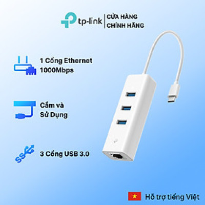 Bộ USB Ethernet TP-Link UE330C, HUB USB Type-C 3 Cổng USB-A 3.0 & Mạng Gigabit Ethernet - Hàng Chính hãng