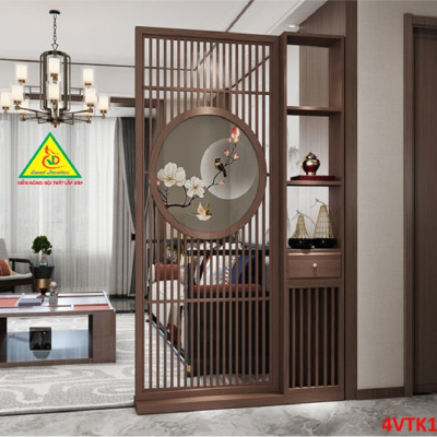 Vách ngăn phòng khách, vách ngăn tủ kệ bằng gỗ 4VTK10 - Nội thất lắp ráp Viendong adv