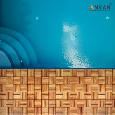 Combo 9 Ván Sàn Gỗ Tự Nhiên Màu Nâu Vàng, Vỉ Gỗ Lót Sàn Ban Công, Sân Vườn, Hồ Bơi, Phòng Spa, Siêu Bền, Chịu Nước Tốt, Chống Trơn Trượt, Tiêu Chuẩn Xuất Khẩu
