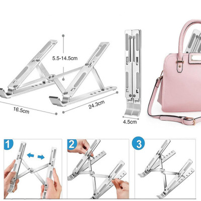Giá Đỡ Laptop Hợp Kim Nhôm Cao Cấp Có Thể Gấp Gọn, Giúp Tản Nhiệt Laptop, dành cho Macbook, Máy Tính Xách Tay. 07 Vị Trí Điều Chỉnh Góc Độ. Hàng Chính Hãng