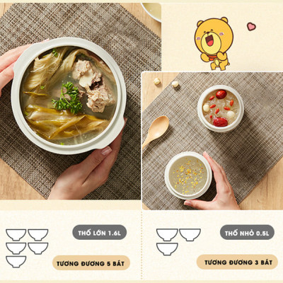 Nồi Chưng Cất Yến, Tiềm Thuốc Bắc BEAR SUBE002 Dung Tích 1.6 Lít Công Suất 200 W - Hàng Chính Hãng