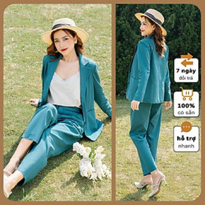 Set áo blazer kèm quần suông rộng Hàn Quốc phong cách công sở Haint Boutique