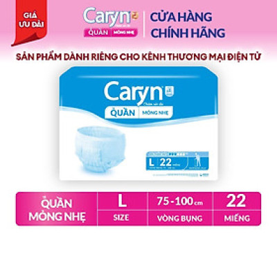Tã/Bỉm Quần Người Lớn Caryn Mỏng Nhẹ Chống Tràn Dành Cho Người Già Có Thể Tự Đi Lại Size L 22 miếng)