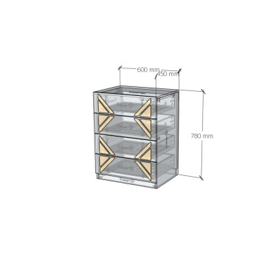 [Happy Home Furniture] CHARIS, Tủ lưu trữ 4 ngăn kéo, 60cm x 45cm x 78cm ( DxRxC), THK_117