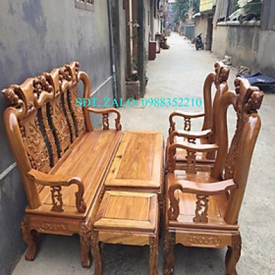 Bộ bàn ghế Minh Quốc Đào gỗ Lim Đánh Véc Ni