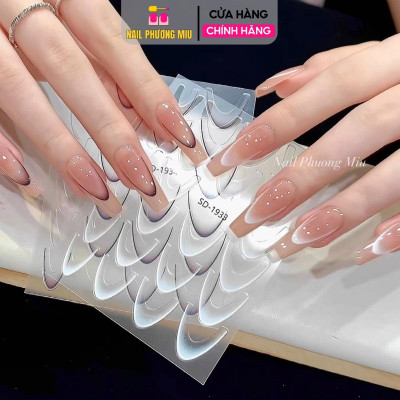 Sticker Dán Móng Tay Decal Làm Nail, Màu Ombre Gradient Tự Dính, Tạo French Tip Siêu Hot Dòng Thanh Trượt Móng Tay