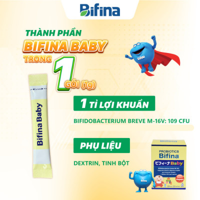 Men vi sinh Bifina Baby Nhật Bản- Hộp 30 gói - Bổ sung lợi khuẩn cho bé hỗ trợ tiêu hoá khoẻ mạnh
