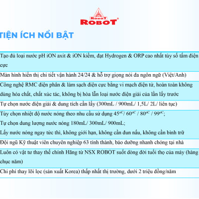 Máy Lọc Nước Điện Giải Ion Kiềm ROBOT IonSmart 1112 Nóng Thông Minh Tạo 12 Loại Nước Sử Dụng - Hàng Chính Hãng