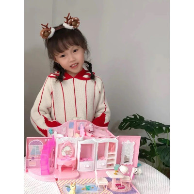 Ngôi Nhà Búp Bê Thiết Kế Dạng Túi Xách Kèm 2 Búp Bê, Đồ Chơi Búp Bê Dễ Thương Cho Bé