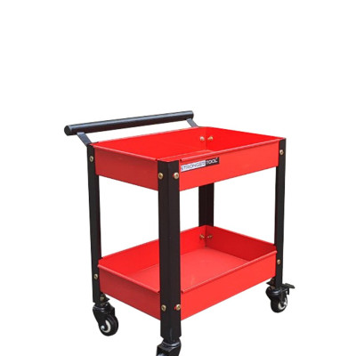 Xe đẩy dụng cụ mini 2 tầng có tay nắm thép sơn tĩnh điện