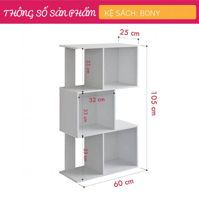 Giá sách cao cấp bằng gỗ SMLIFE Bony