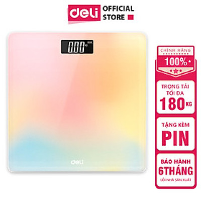 Cân Điện Tử Sức Khoẻ Thông Minh Mặt Vuông Kính Cường Lực Chịu Lực 180Kg Deli - Phù Hợp Gia Đình Trường Học -  Nhiều Màu Sắc - Hàng Chính Hãng - E86120
