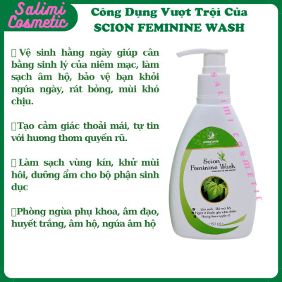 Dung Dịch Vệ Sinh Phụ Nữ SCION FEMININE WASH 150ml, Chiết Xuất Trầu Không, Khử Mùi Hôi, Ngừa Vi Khuẩn Gây Viêm Nhiễm, An Toàn Cho Bà Bầu Sau Sinh