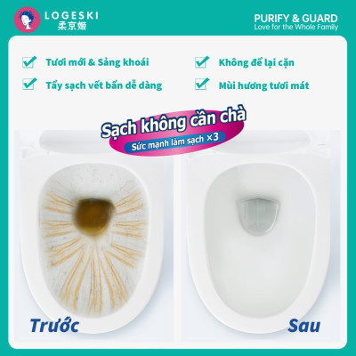 logeski tẩy bồn cầu 99% vi khuẩn và vết bẩn Khử mùi mạnh mẽ không cần chà